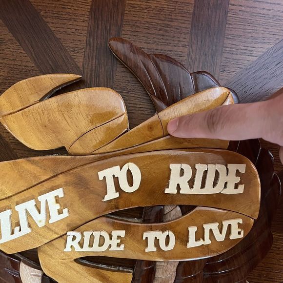 Eagle Wood Carving Live To Ride Ride To Live Wall Decor Pre-owned - Picture 3 of 5